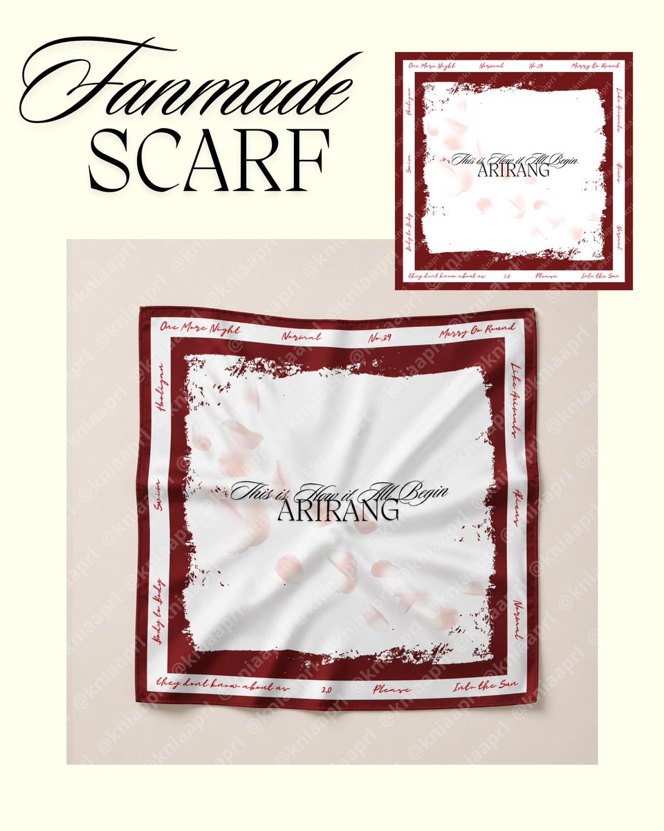 kniaaprl's tweet image. OPEN PRE ORDER FANMADE SCARF ARIRANG BTS 

harga : 60.000 
Pembelian lebih dari 2pcs : 55.000 
DP : 25.000 

Ukuran: 60x60cm 
Bahan: Satin Premium 
Close po: 10 mei
Produksi: 1-4minggu 

Bisa DP pakai spaylater via QRIS ya

Minat?DM🫶🏼
join group di WA

#bts #arirang #scarf #po