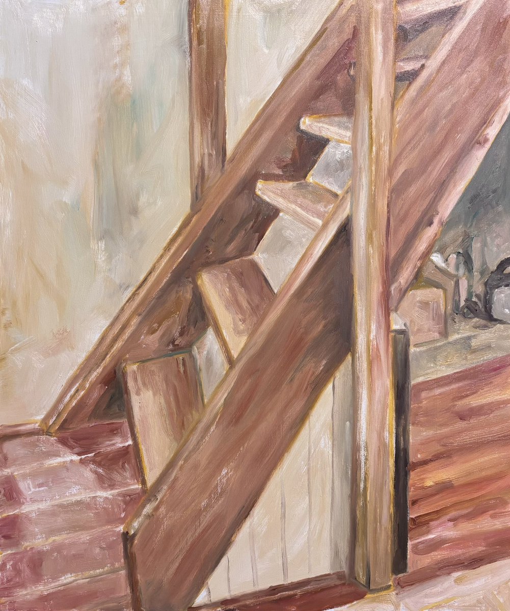 古物　階段　木　希少階段 階段 No.25 wood panel on canvas 455×380mm 2026,