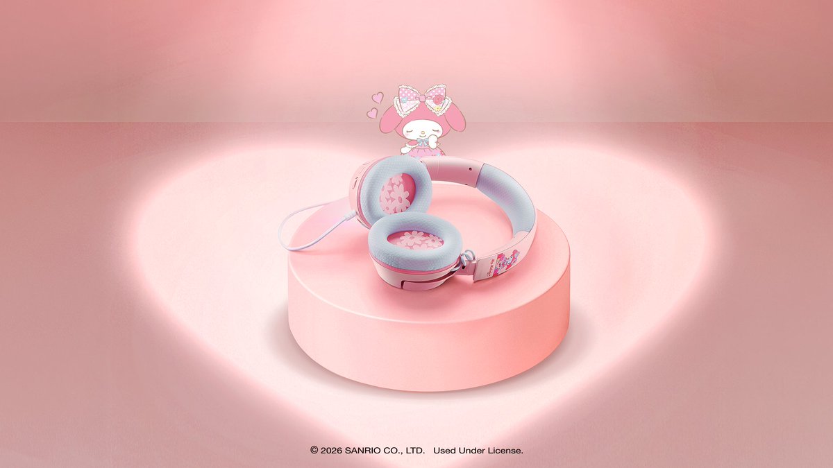 Razer's tweet image. Soft pink, center stage. The Razer Kraken V4 X – @Sanrio My Melody Edition takes the spotlight with soft tones and signature charm, made for setups that deserve a little attention. 

Only at @target and @amazon. 

#Razer #MyMelody #Sanrio #Target #Amazon