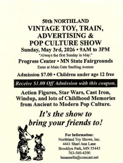 OldSkoolToros's tweet image. This upcoming Sunday!
50th Nothland Toy Show
Biggest toy show in Minnesota.
Once a year! 
#vintage #toys #popculture #collecting #MNStateFair