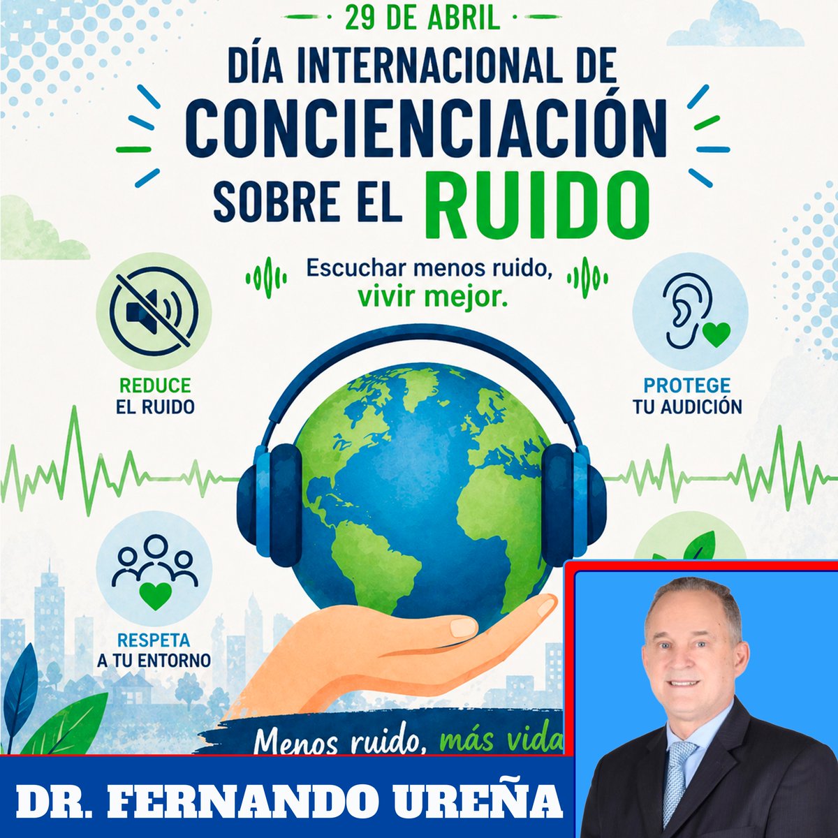 En el Día Internacional de Concienciación sobre el Ruido, recordamos que el silencio también es salud, bienestar y calidad de vida. Reducir la contaminación acústica es proteger nuestro descanso, nuestra concentración y nuestra paz mental. <a href="/luisabinader/">Luis Abinader</a>  <a href="/raquelarbaje/">Raquel Arbaje</a>