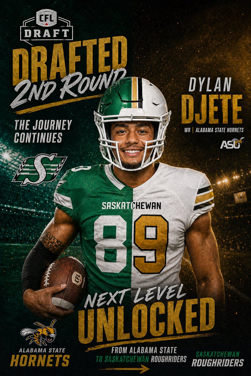 SheLoves_Thee's tweet image. Congratulations @BamaStateFB @erob50 @DylanDjete Alabama State Wide Receiver drafted to the CFL SASKATCHEWAN ROUGHRIDERS #SWAC #CFLDRAFT