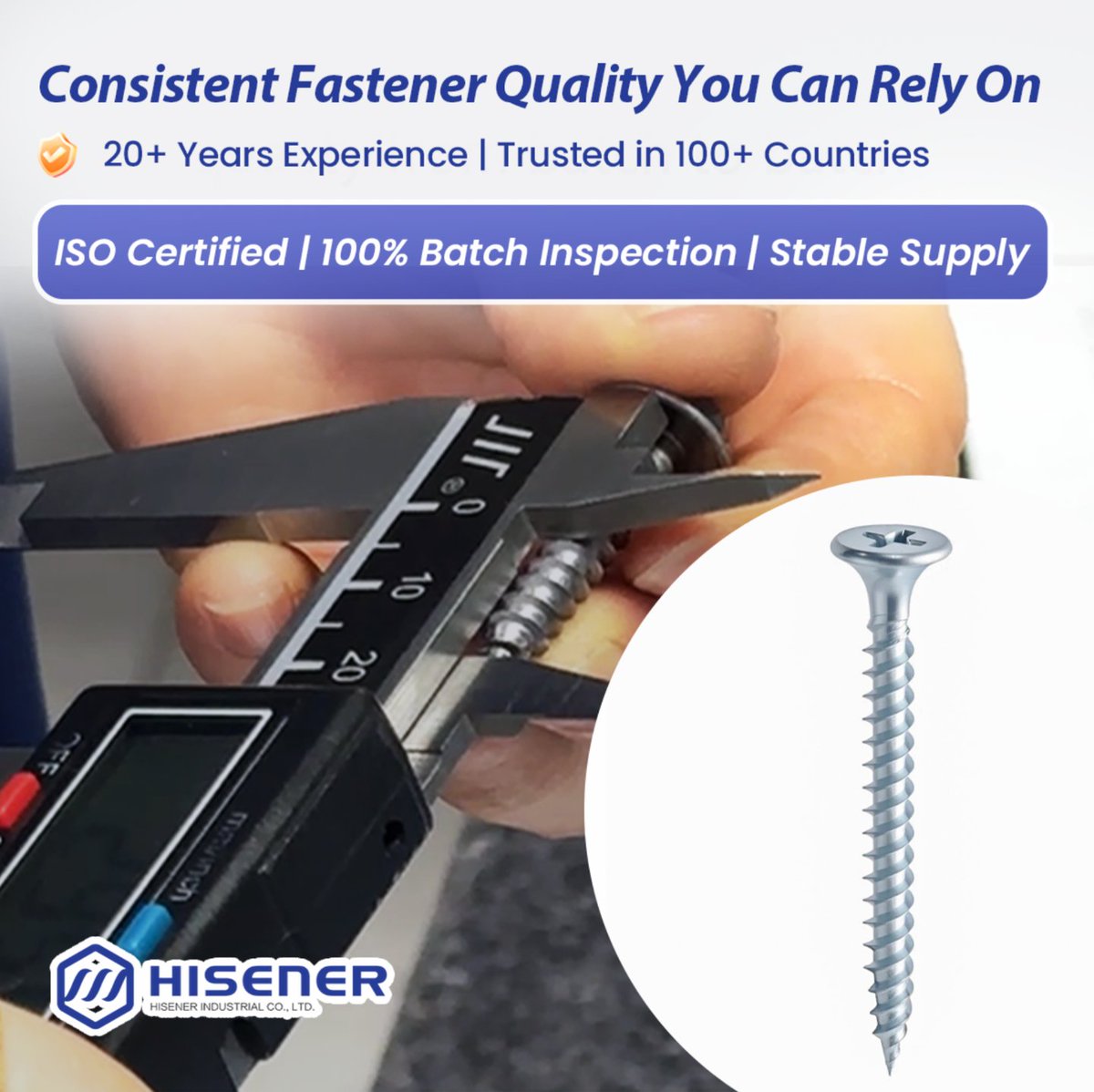 Hisener_'s tweet image. Reliable fastener supply for distributors, trading companies and industrial buyers.
Consistent quality from batch to batch, backed by ISO-certified production and strict inspection.
Over 4,000 SKUs and stable supply to support your ongoing orders.#Fasteners #QualityControl