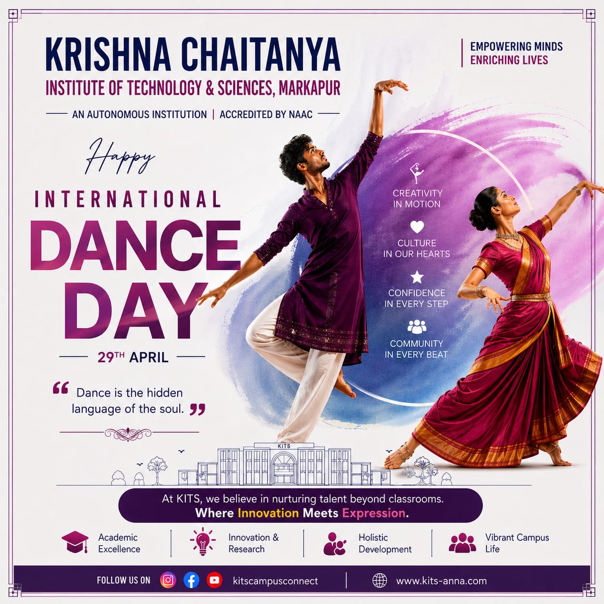 kitsmobile5's tweet photo. Celebrating International Dance Day — honoring creativity, culture and expression in motion.
At KITS Markapur, we nurture talent beyond classrooms and believe in holistic education where innovation meets expression.
#InternationalDanceDay #KITSMarkapur #CreativityInMotion https://t.co/2aTLDBGEUq