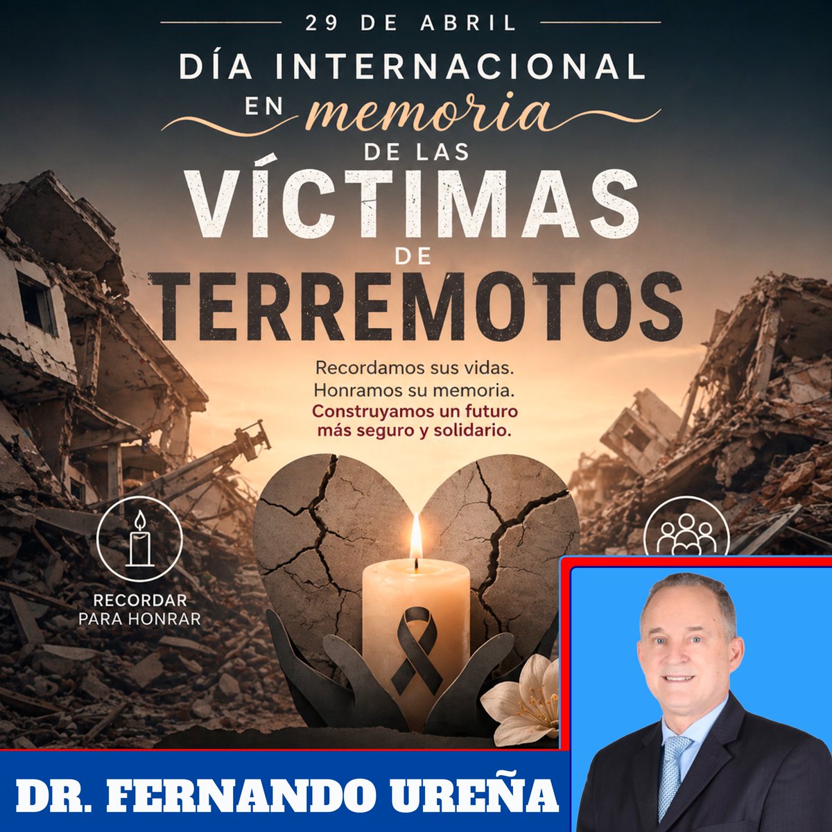 En el Día Internacional en Memoria de las Víctimas de Terremotos, honramos la memoria de quienes perdieron la vida y rendimos homenaje a la fortaleza de los sobrevivientes. Que su recuerdo nos inspire a construir comunidades más resilientes y solidarias.