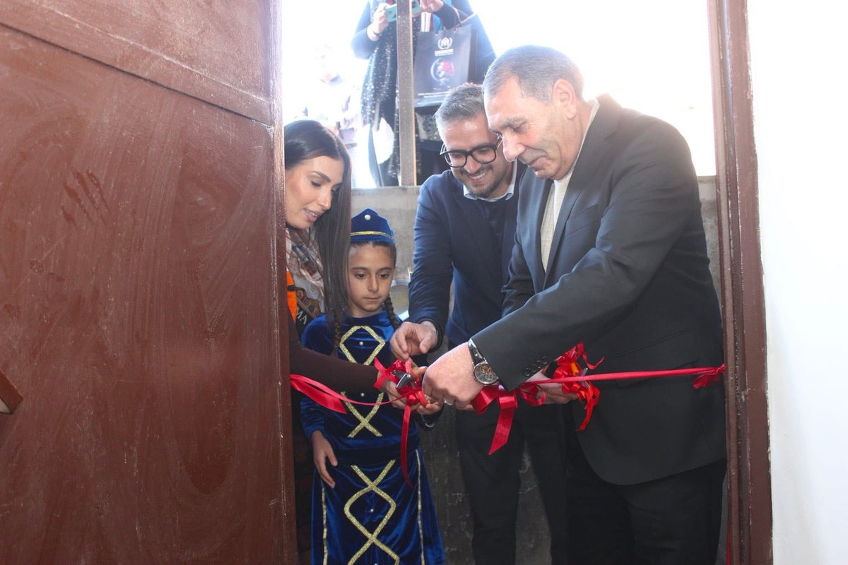 UNHCRArmenia's tweet photo. Vardenis Mayor, UNHCR &amp; @WVArmenia inaugurate a newly refurbished safe space in Vardenis aimed to strengthen community resilience &amp; preparedness for emergency situations.🇪🇺Thank you, @eu_echo, for your generous contribution, which enabled UNHCR to implement this important project https://t.co/XWQ9dOl7Xe