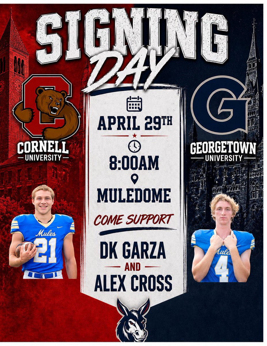 ahmulesfootball's tweet image. See y’all at the Muledome tomorrow morning to celebrate a few of our Mules as they sign to play at the next level! #HTC #HeightsWay