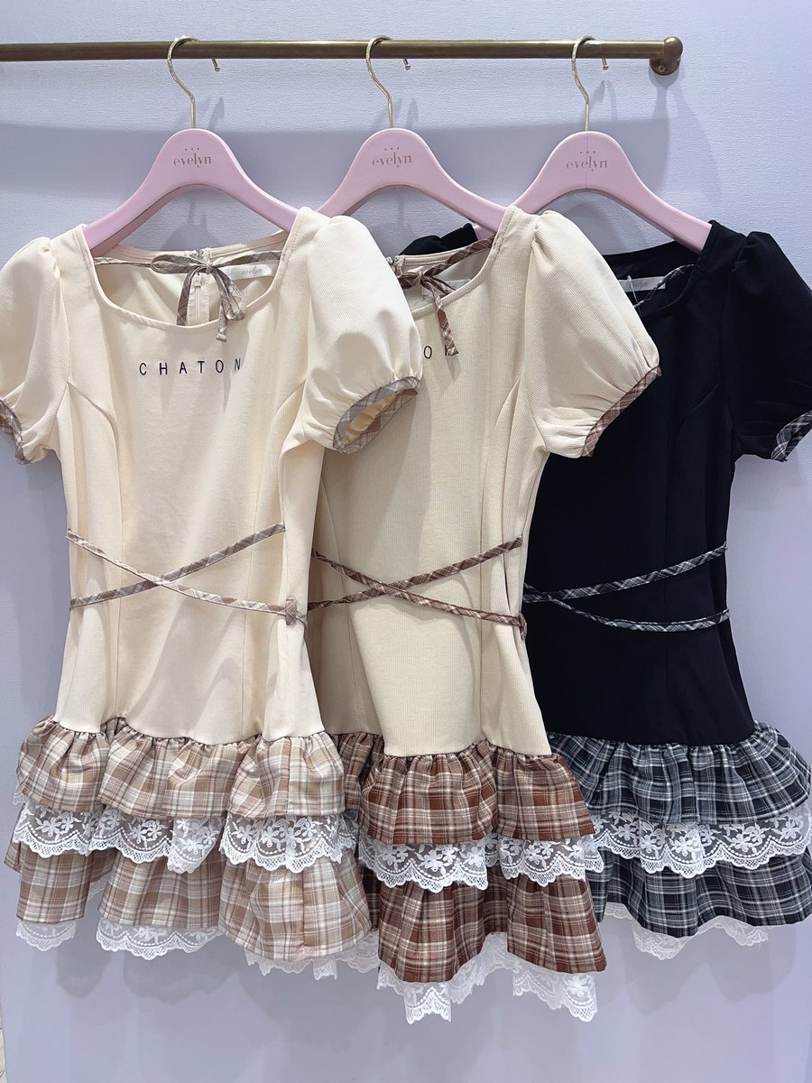 evelyn🌹 【新作】 ♡バイカラーティアードリブOP ¥10,800 BE BR BK