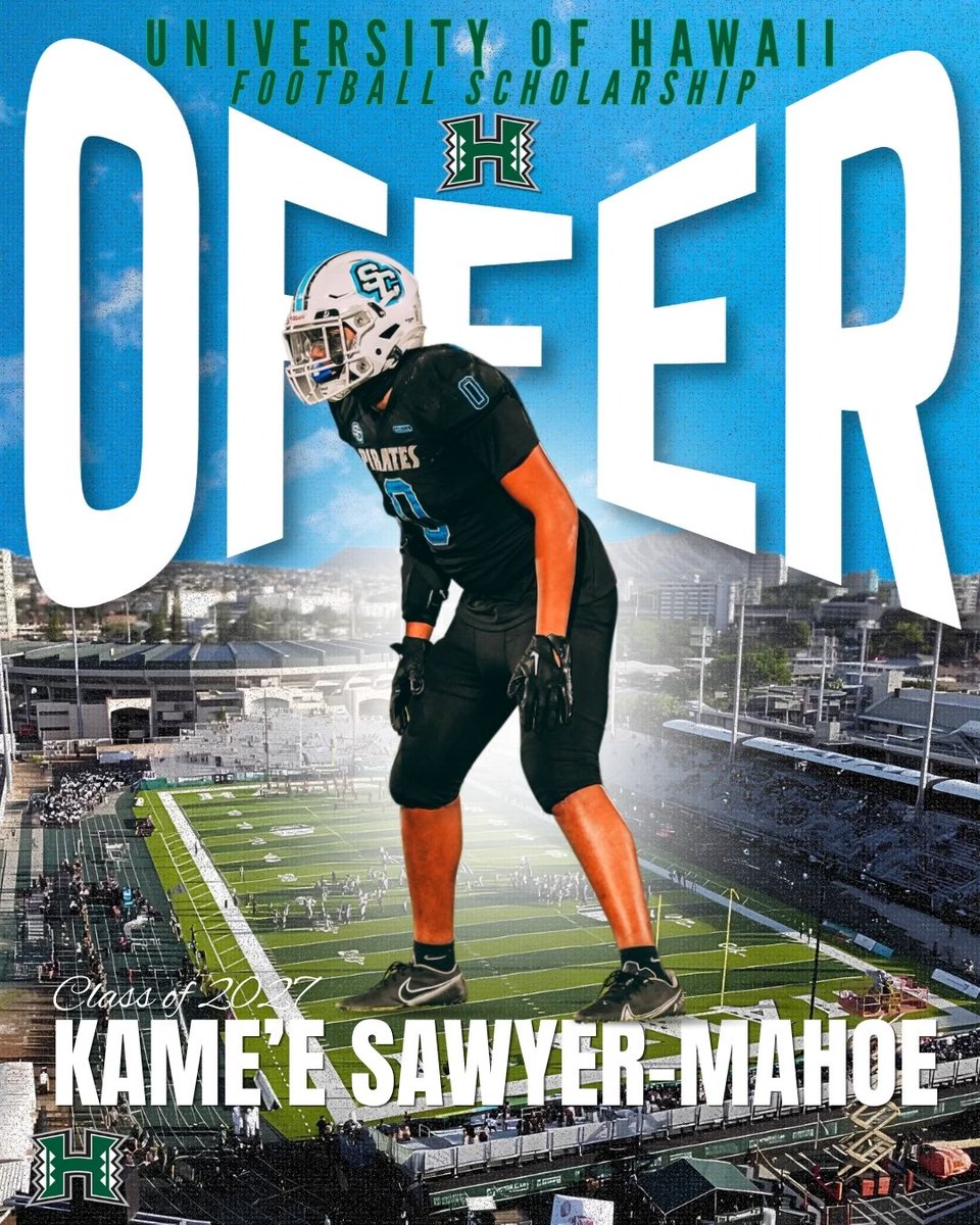 Tsawyermahoe's tweet image. After a great conversation today with @CoachCBhawaii I am truly honored to announce an offer from @HawaiiFootball !

 I would like to thank Coach Brown for believing and giving me an opportunity. Looking forward to learning more about the program! #GoBows! 
@CoachNateOishi
