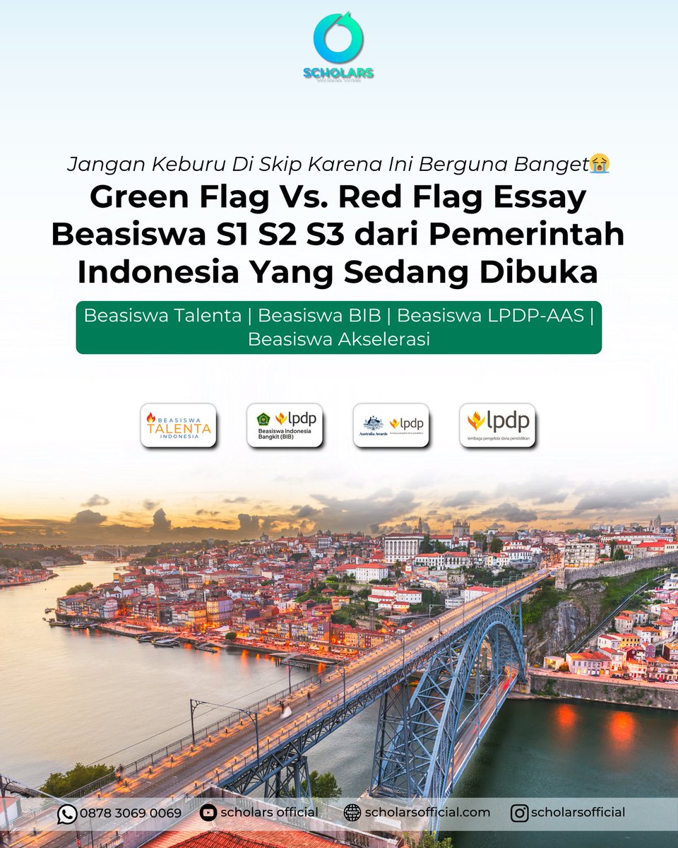 scholars_ig's tweet image. Jangan keburu di-skip karena ini berguna banget😭
 Green flag vs red flag di essay beasiswa S1 S2 S3 dari pemerintah Indonesia yang lagi dibuka
 Beasiswa Talenta | Beasiswa BIB | Beasiswa LPDP-AAS | Beasiswa Akselerasi
#beasiswapemerintah #lpdp #bib #talenta #akslerasibeasiswa