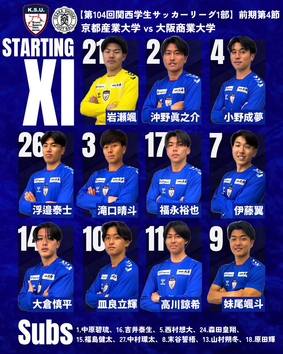 STARTING MEMBER】 本日のスターティングメンバーです👀✨ 熱いご声援