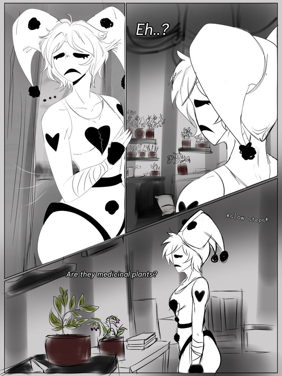 Darkness_parris's tweet image. A short comic, Darkie doesn't usually go into Doc's tent and well, she found her plants. 🌿🪴🖤
•
•
•
[You help me a lot by sharing, your help and support truly mean so much. 🫶🌸]
•
•
#TfcDoctor #Doctor #thefreakcircus #thefreakcircusdoctor #freakcircusoc #Oc #tfcoc