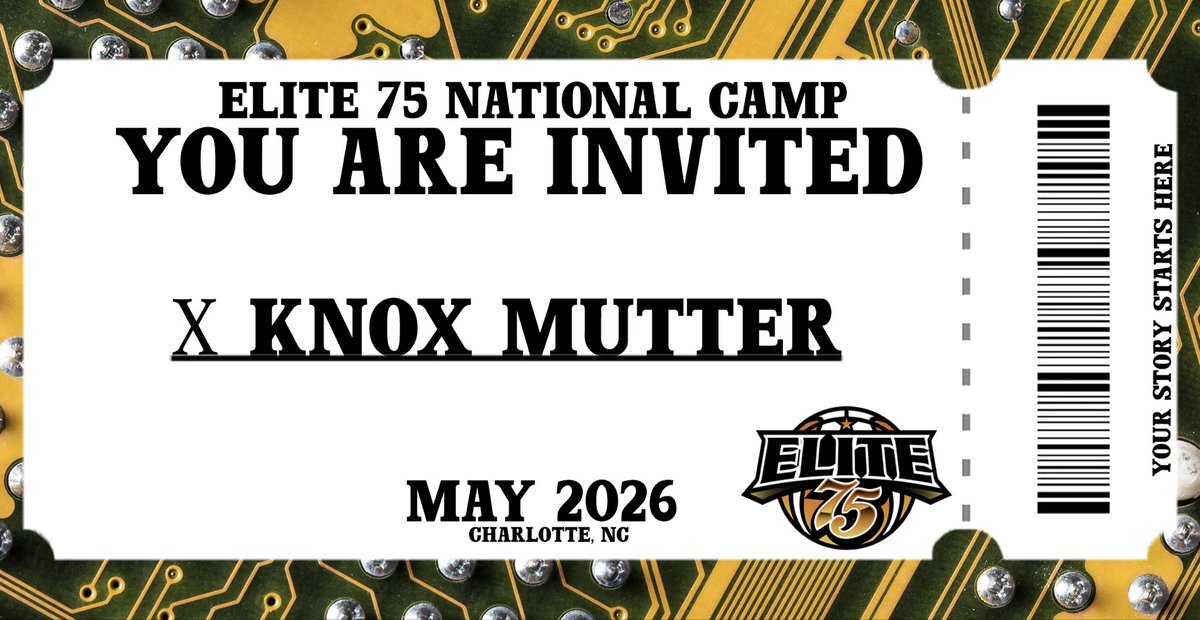 Class of 2031 6’0 Wallace Middle School (VA) Knox Mutter has been INVITED to the Elite 75 National Camp.
