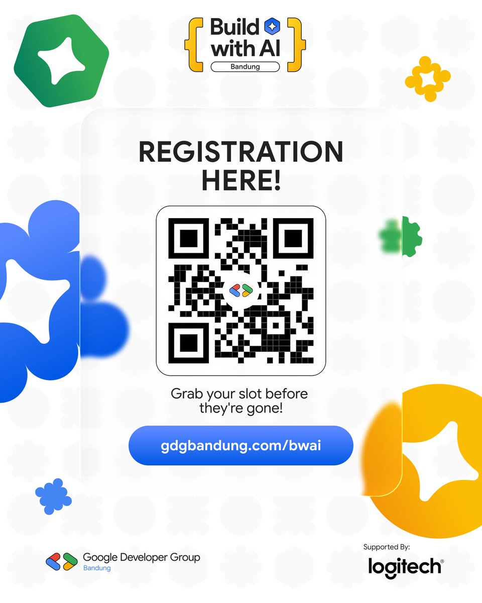 GDGBandung's tweet photo. Your seat is waiting, but it won’t stay empty for long.

What you’ll gain:
1. Hands-on Experience with Google AI Tools
2. Expert-Led Sessions &amp; Real-World Insights
3. Network with Tech Community
4. Free $5 Google Cloud Credit

Ready to jump in?
🔗https://t.co/LmYNnUeJBb https://t.co/0neZmm6Bq8