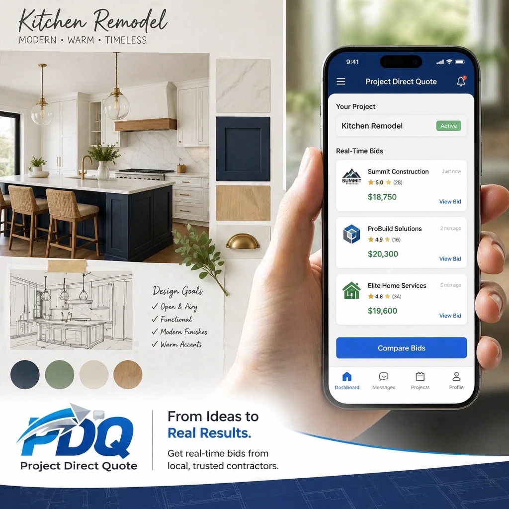 FarrisTheDude's tweet image. Turn your dream mood boards into reality! 🏠✨ Post your design on Project Direct Quote and get real-time bids from verified local pros in minutes. Stop scrolling and start building.

#HomeRenovation #DesignToReality #PDQ #HomeImprovement