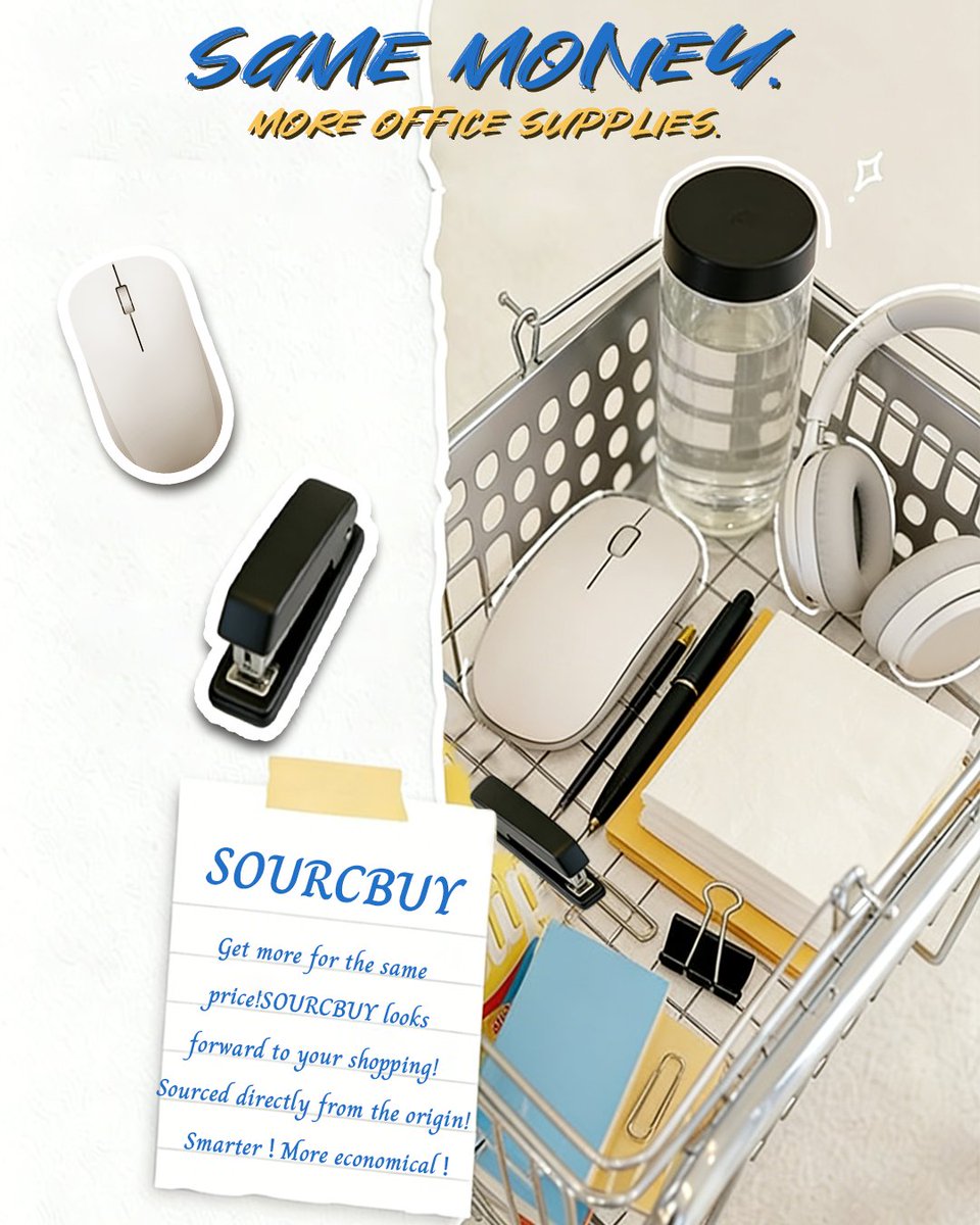 SourcBuy's tweet image. Same money, more office supplies.
Same paper. Same pens. Same quality.
Just fewer markups.
#b2bmarketing #b2b #b2bsales #smallbusinesslife #smallbusinessowners