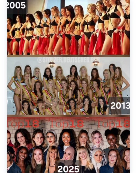 WallStreetMav's tweet image. Miss Germany finalists:

2005 vs 2013 vs 2025

Something has gone horribly wrong in Germany.