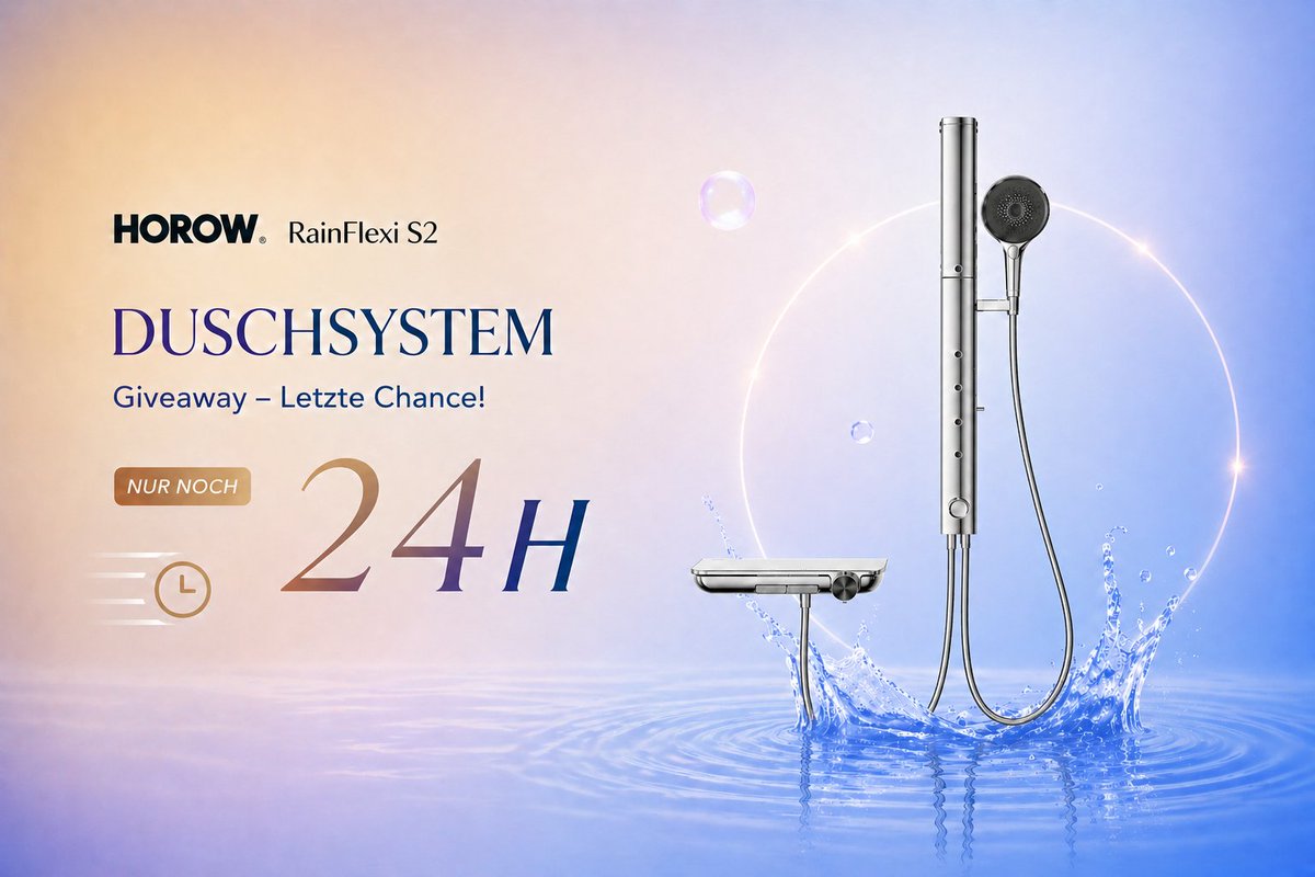 Horowinde's tweet image. 🎉 HOROW Giveaway – Letzte 24H!

Nur noch 24 Stunden – Ihre letzte Chance, das neue HOROW RainFlexi S2 Duschsystem zu gewinnen!

Gewinnen Sie ein Premium-Duschsystem (Chrom) und bringen Sie Ihr Badezimmer auf ein neues Level.

youtube.com/watch?v=aeiqD3…
#Giveaway #Badezimmer #Dusche