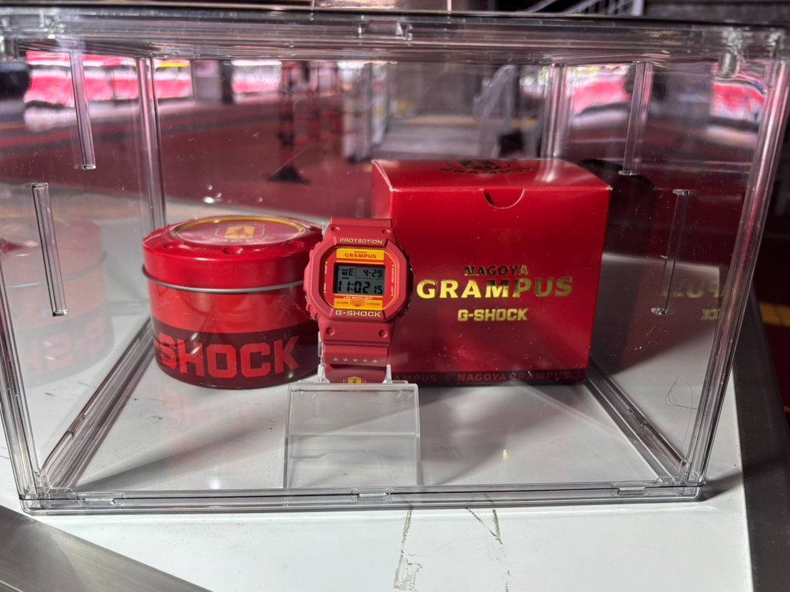 本日4/29(水・祝)岡山戦にて、瑞穂記念モデルのG-SHOCKサンプルを展示