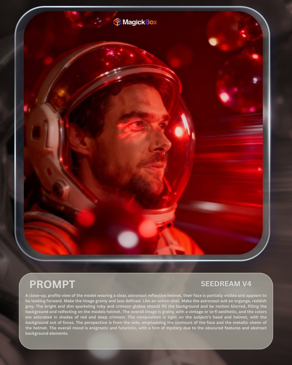 MagickBoxAI's tweet photo. From realistic to anime to cubic images, re-imagine yourself to be an astronaut, scientist or rock. Anything possible🛰️.

Make images that makes you say amaze amaze amaze with these prompts in Seedream V4 and V4.5 now in https://t.co/tkvFOBZADx.

#prompt #seedream #space #ai https://t.co/O71nt4EW4a
