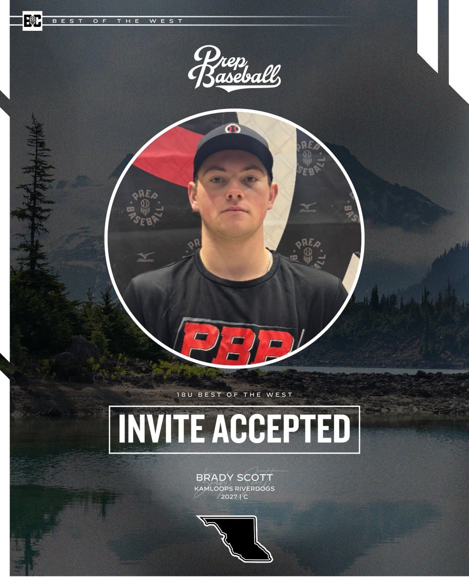 PrepBaseballBC's tweet photo. 𝟏𝟖𝐔 𝐁𝐞𝐬𝐭 𝐨𝐟 𝐭𝐡𝐞 𝐖𝐞𝐬𝐭: 𝐈𝐧𝐯𝐢𝐭𝐞 𝐀𝐜𝐜𝐞𝐩𝐭𝐞𝐝
'27 C Brady Scott (@KamRiverdogs) has accepted his invite to represent Prep Baseball Canada at the prestigious Best of the West.
#BOW26 | @BradyScott2009 https://t.co/TvI15pRdR3