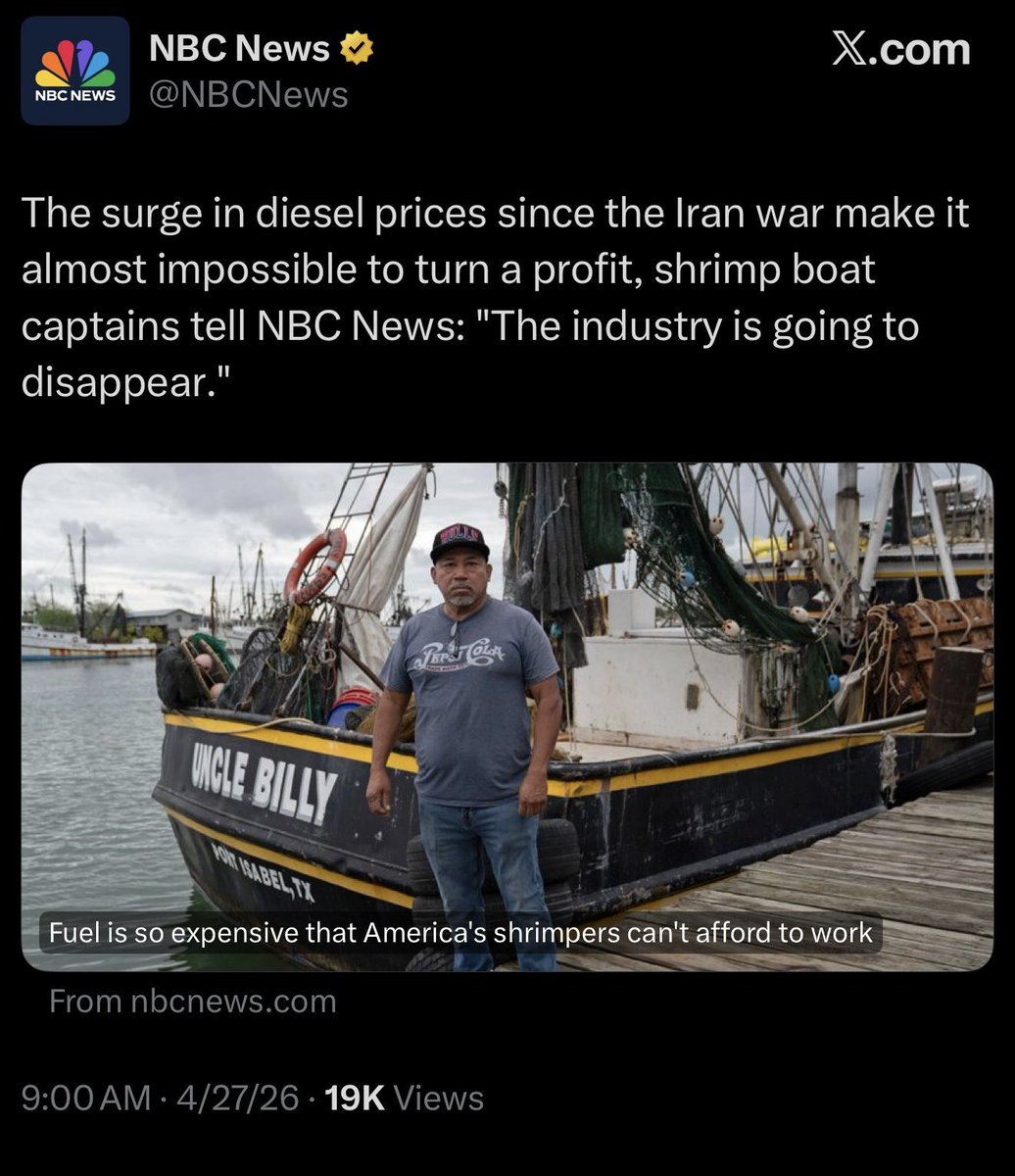 Tenbear24's tweet image. $80,000 to fill this captain’s shrimp boat.  Wait until them costs hit the dinner plate. #Midterms #Inflation #GasPrices