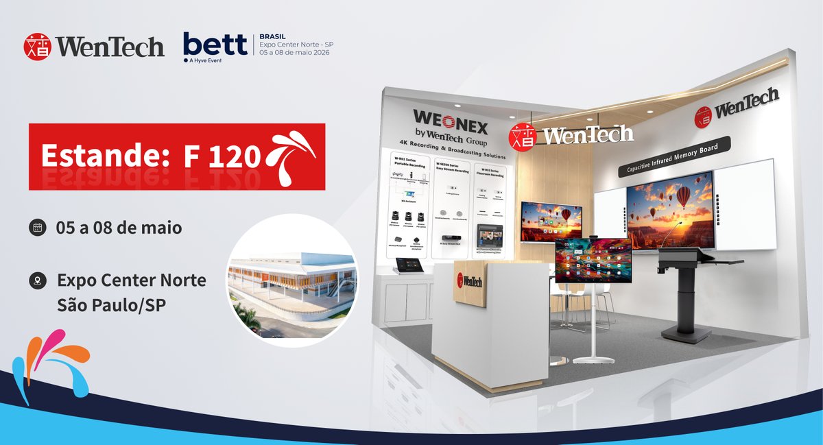 wentech_'s tweet image. We are thrilled to announce that WenTech will be heading to São Paulo this May for our very first appearance at @Bett Brasil!

We will be showcasing our ✅SMART Classroom Ecosystems✅Capture Systems.

Nos vemos em São Paulo! ✈️
#BettBrasil #WenTech #EdTech
