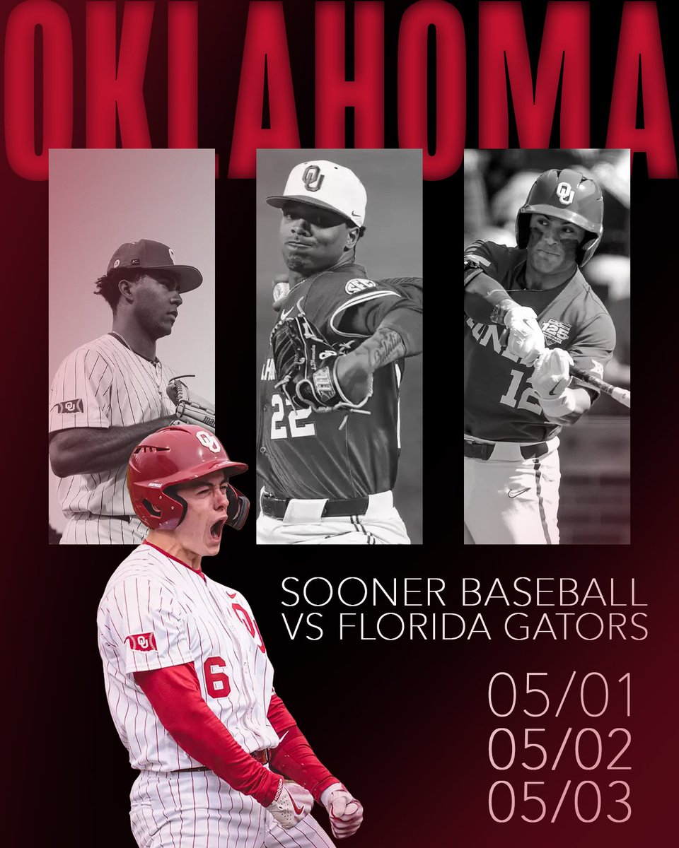 TotallyTickets's tweet photo. It’s a weekend series in Norman ⚾️

Florida Gators baseball at Oklahoma Sooners baseball

📍 L. Dale Mitchell Park
📅 Friday, May 1 — 6:30 PM
📅 Saturday, May 2 — 6:00 PM
📅 Sunday, May 3 — 2:00 PM

Three games. One stage. Don’t miss it. 🔥 #boomersooner
https://t.co/vEE26KUsC8 https://t.co/mlMZeTPK69