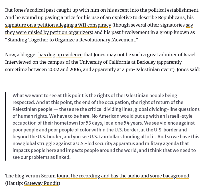Van Jones used to be radically pro-Palestine and will always be the single biggest poster child of "sellout"