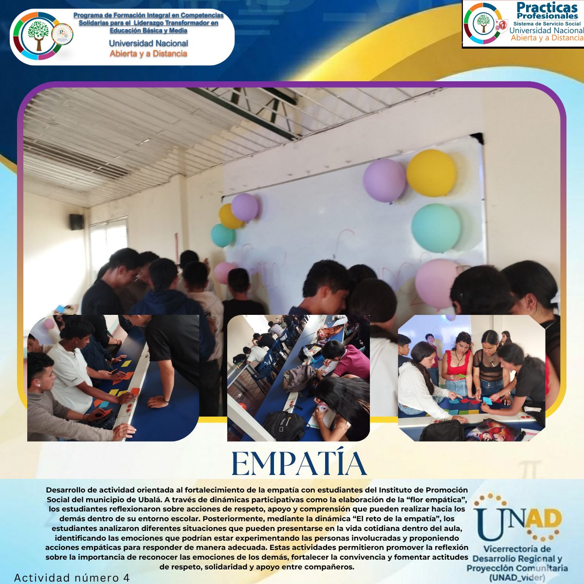 YanileEmil71621's tweet photo. @ElOIRdelaRegion @ECAPMAZOCC @ECBTIUnadCaribe @UniversidadUNAD @UNAD_ZCBC @UNAD_ZCBOY @unad_zcsur @UNAD_ZonaSur @unadzao #TejiendoSolidaridadTerritorial #TransformadoparaTransformar #ModeloSISSU
Desde  de las  prácticas  profesionales  de  psicología  se  fortalece  el  liderazgo   transformador  en el  territorio, fomentando  habilidades  socioemocionales  en  los  estudiantes del modelo SISSU https://t.co/2ehj92PHVL