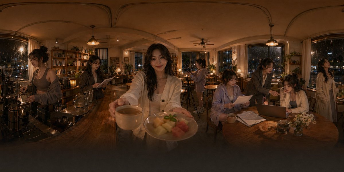 Rainy Night Café 360 Panorama