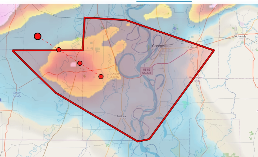 Tornado warning has been issued for Ashley, Chicot, Washington, #Arkansas and #Mississippi. till 10:30 PM🌪️

potential tornado is forming in the area southwest of Greensville, seek shelter now, over 51000 people are in this tornado warning🌪️