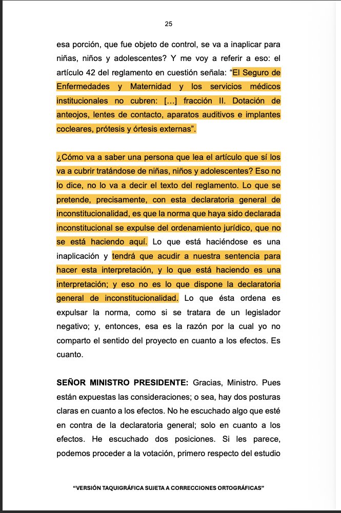 Hoy la Suprema Corte declaró la invalidez de un artículo de un Reglamento del Instituto Mexicano del Seguro Social (IMSS) que justifica no proporcionar anteojos, lentes de contacto, implantes cocleares, prótesis y órtesis externas. 

Sin embargo, la SCJN no expulsó el artículo