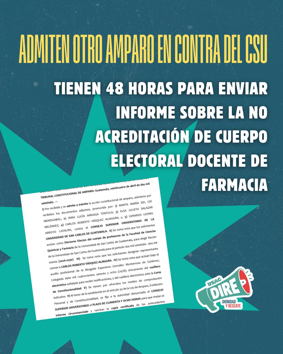 No buscamos un liderazgo  ya nos cansamos de tanta Usurpacion en la USAC buscamos que la Comunidad Sancarlista vuelva retomar lo que nos corresponde sabemos quienes son los actores intelectuales y les incomoda vernos alzando la Voz por un Pueblo que ha sufrido.