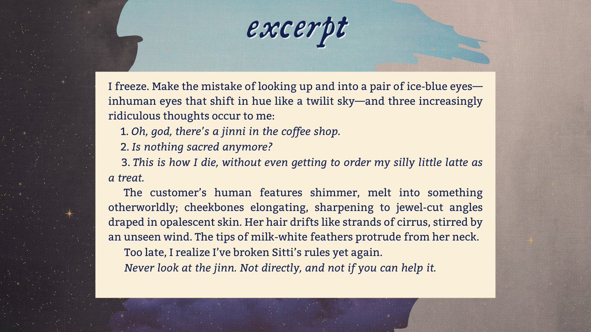 abbeyfwilliams's tweet image. SPICE ROAD x SPIRITED AWAY

🗡️a stabby ace girl who sees jinn
✨a hidden spirit realm
🔥elemental jinn magic + Arab folklore
💕a tight-knit Lebanese family
☀️grumpy/sunshine slowburn
🗝️secrets, banter, and (gasp!) betrayal
💫anxiety/OCD rep

#questpit #AG #YA #F