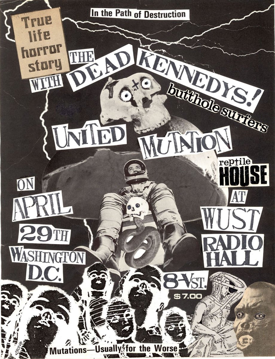 PunkRockStory's tweet image. 41 years ago today
Dead Kennedys, Butthole Surfers, Reptile House and United Mutation at WUST Radio Hall, Washington D.C.,April 29, 1985.

#punk #punks #punkrock #hardcorepunk #deadkennedys #jellobiafra #history #punkrockhistory #otd