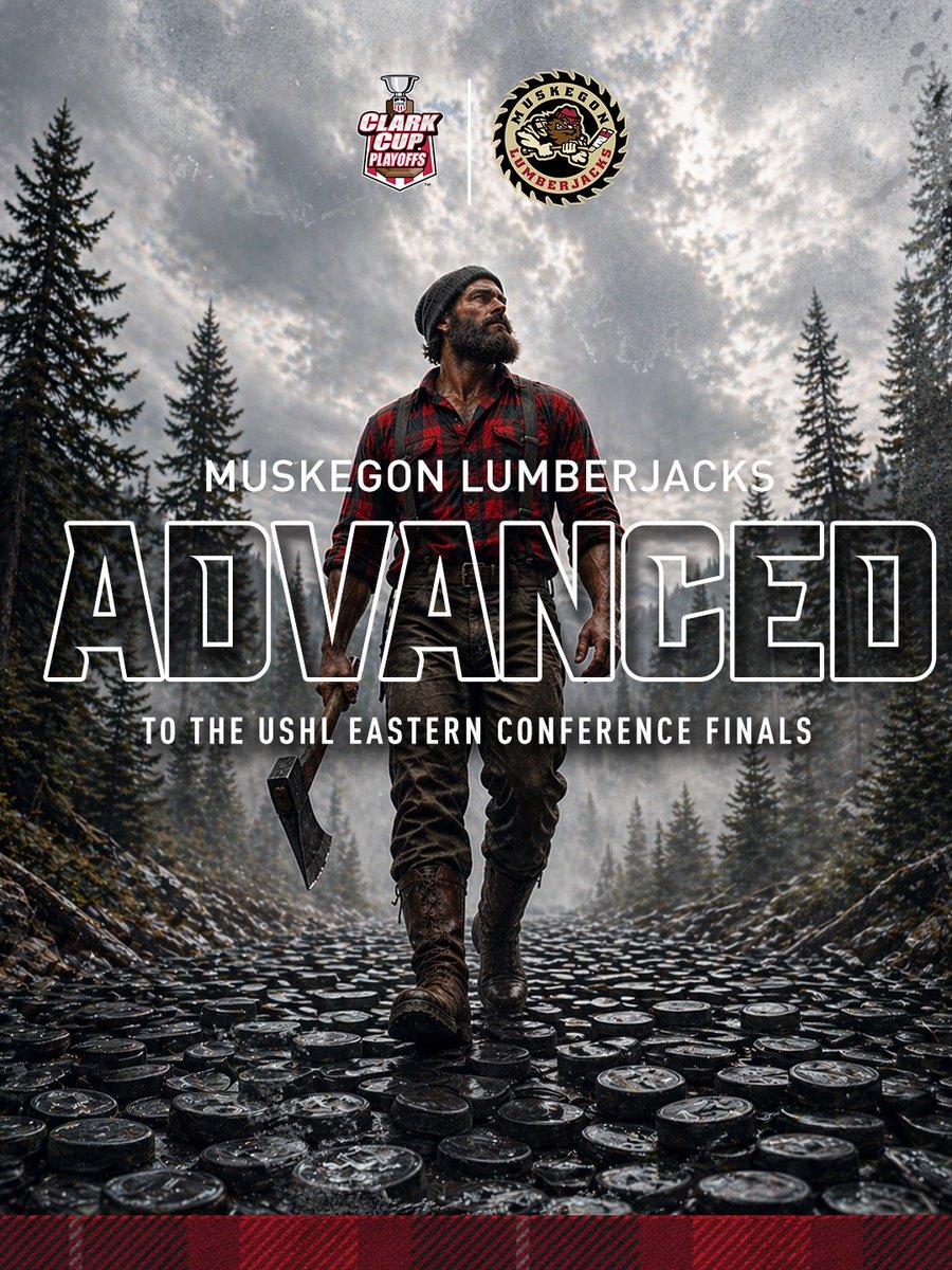 MuskegonJacks's tweet photo. OUR BID FOR THE CLARK CUP CONTINUES!
EASTERN CONFERENCE FINALS UP NEXT!

#MKGHST #GetJACKD #ClarkCup #USHL https://t.co/LMMdZjVKnH