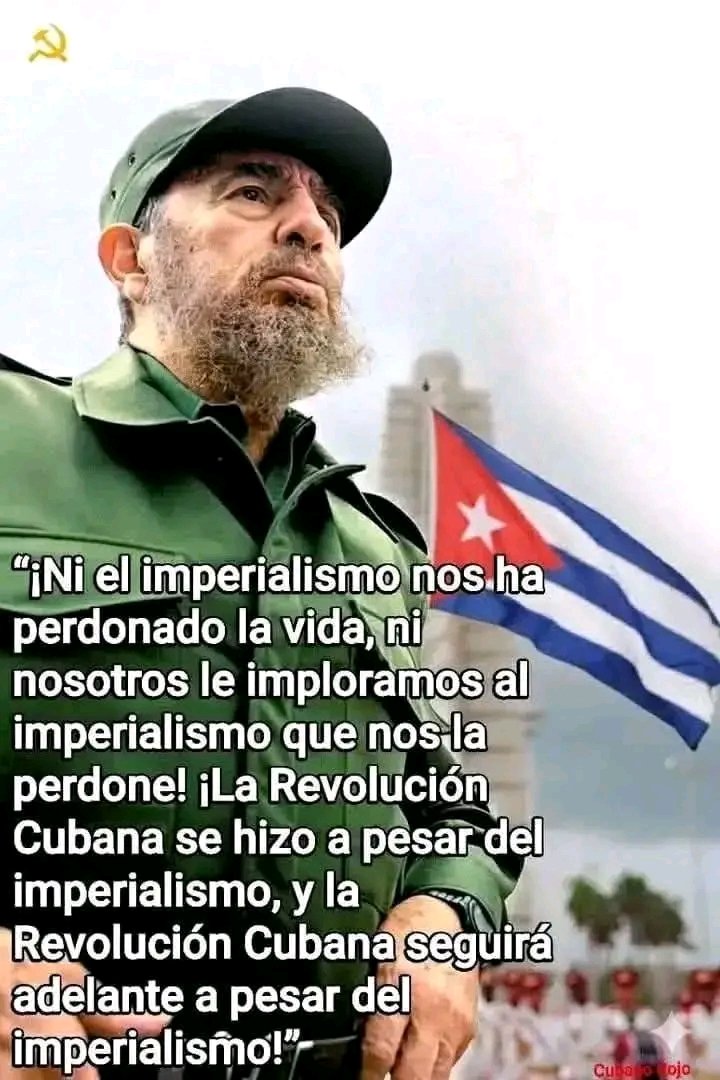 ¡ Ni el imperialismo nos ha perdonado la vida, ni nosotros le imploramos al imperialismo que nos la perdone... #100AñosConFidel #CubaEstáFirme <a href="/LChaparrer5915/">Leñador Chaparrero</a> <a href="/YoalexisP/">Yo antiimperialista</a> <a href="/Nol17878Alvarez/">Yan Tunas</a> <a href="/FMC_Cuba/">FMC de Cuba</a> <a href="/FACSmirnov/">Dr.C. Fidel Antonio Castro Smirnov</a> <a href="/Agramontinof/">El Agramontino</a> <a href="/GHNordelo5/">Gerardo Hdez. Nordelo</a> <a href="/ESanchezcub/">Erick Sanchez 🇨🇺</a> <a href="/Laguerrillera4/">La guerrillera</a> <a href="/Claudiashein/">Claudia Sheinbaum Pardo</a>