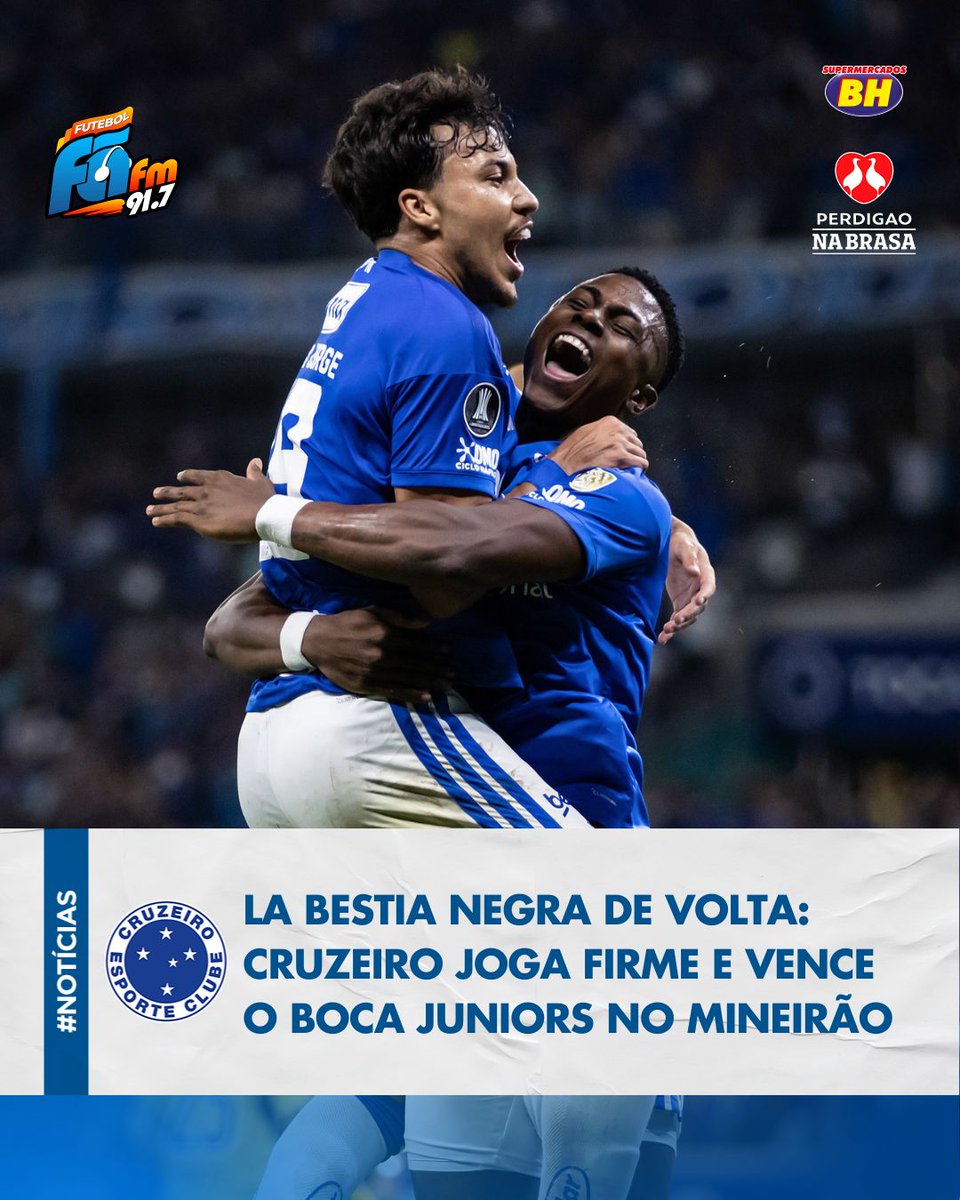 radiofaoficial's tweet photo. DEU RAPOSA- O Cruzeiro foi valente, firme e mostrou ser o dono do Mineirão nesta noite de terça-feira (28/4). A Raposa bateu o poderoso Boca Juniors (ARG) por 1 a 0, gol de Villarreal e ganhou força para buscar uma das vagas no mata-mata da Libertadores.

A festa estrelada no Gigante da Pampulha foi linda, com mais de 60 mil pessoas. 

E o final foi ainda mais feliz com o triunfo celeste. 

Com os três pontos, o time azul chegou aos seis pontos, se igualando ao Boca, mas assumindo o primeiro lugar do Grupo D.

Que noite, China Azul!

Foto: Gustavo Aleixo/Cruzeiro