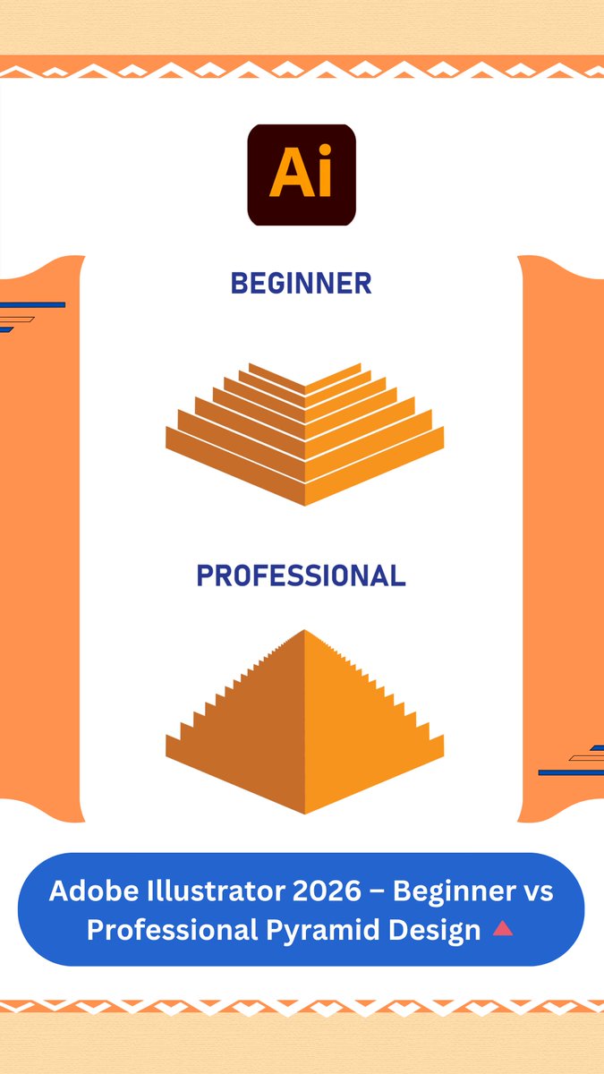 vipul_graphics's tweet image. Adobe Illustrator 2026 – Beginner vs Professional Pyramid Design 🔺
.
#vipulgraphics #illustrator #tips #beginners #professional #design #graphics #designer #explore