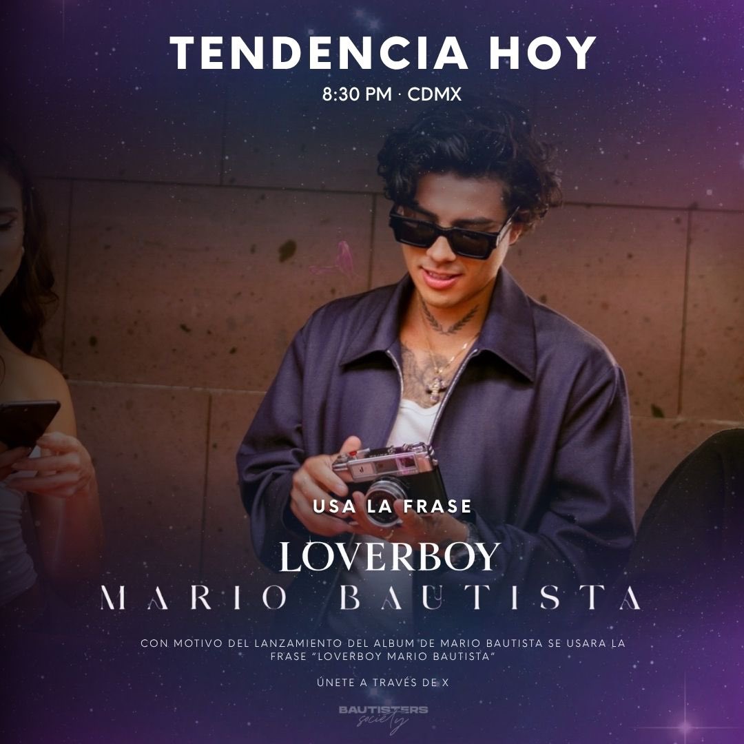🪩 | Únete a apoyar el nuevo álbum de <a href="/mariobautista_/">Mario Bautista</a> usando la frase:

LOVERBOY  MARIO BAUTISTA