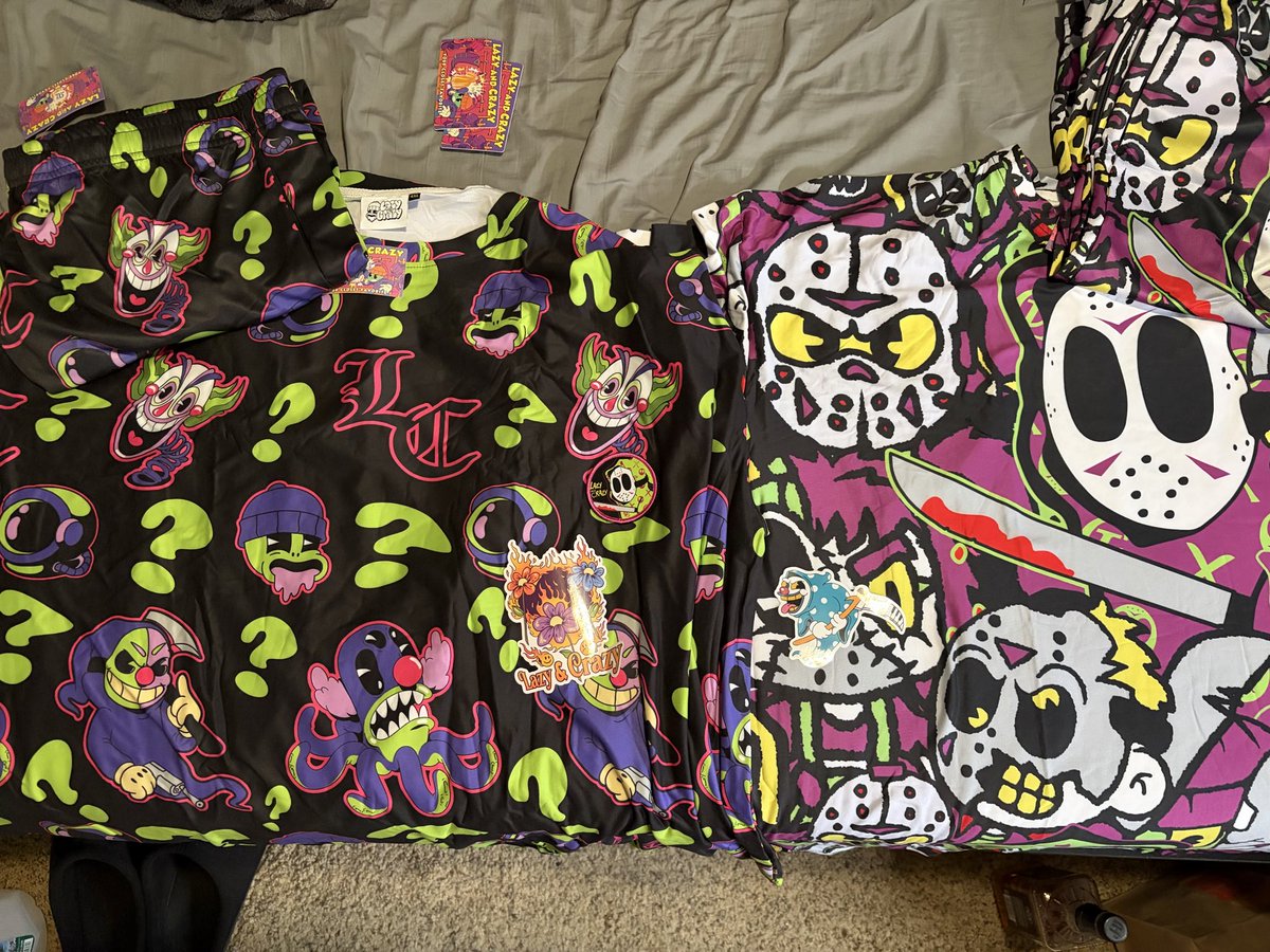 Tom_Rasmus's tweet photo. These got delivered on Saturday but I wasn’t able to open them and take pics til today. Big shout out and thanks to the homie Shaggy over at @LazyCrazyShaggy !! Slowly replacing my current wardrobe with sets from you, this brings my total to 3 still waiting on one more to ship! https://t.co/NWZIrKKDSg