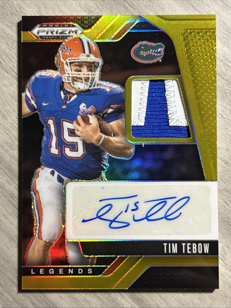 FLGatorsMerch's tweet photo. 2025 Panini Prizm Draft Picks Tim Tebow Patch Auto FL Gators Legends Gold #/10

$102.50 currently

15 bids

Ends Fri 1st May @ 1:30am

https://t.co/MxWQAebQIY

#ad #GatorMade https://t.co/6h26b1AYPX