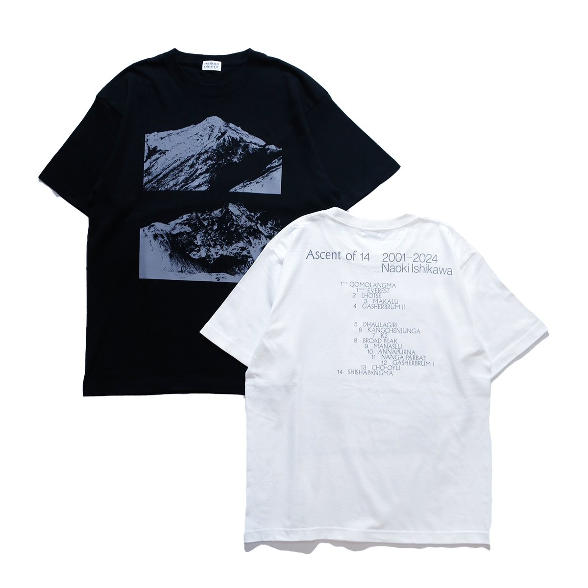 BIN__official's tweet image. 『Ascent of 14』T-shirt &amp;amp; Tote bag  

写真家・石川直樹が歩んだ、地球で最も過酷で美しい14の頂。石川直樹の個展『ASCENT OF 14　2001-2024』のビジュアルと連動しています。

x.gd/Qywqz

#石川直樹
#BINnakameguro 
#中目黒