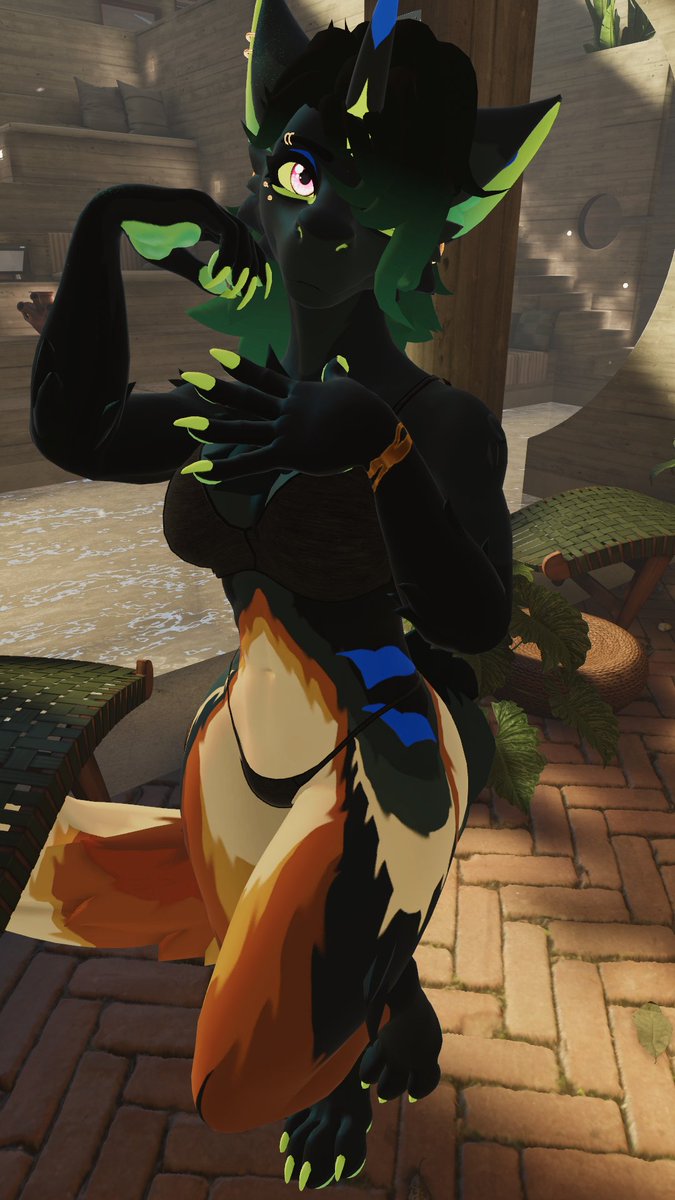 Sanctus_Sol's tweet photo. New retexture I finished for my WONDERFUL boyfriend of his dragon sona, Zera 💚

#fluffgan #vrchat https://t.co/JFajFqNBlM