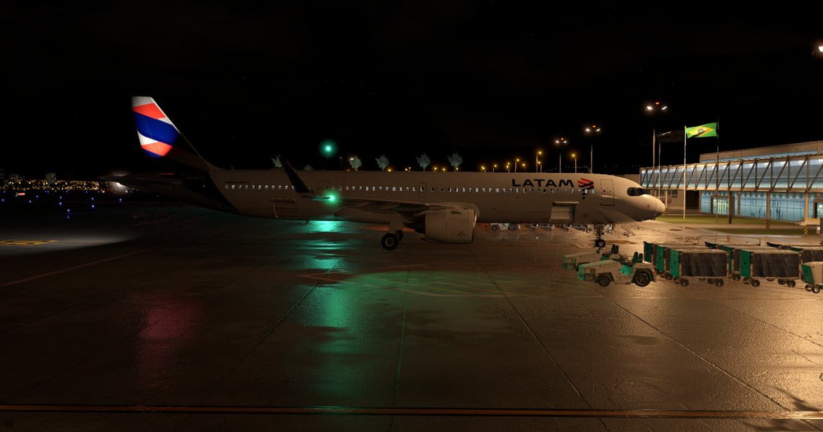 Boeing747F's tweet photo. I really liked the AEP V2 plugin; it gives X-Plane 12 a really nice upgrade, especially on recently wet terrain. #toliss #xp12 #xplane12 #xplane https://t.co/LeLdpgyyrQ