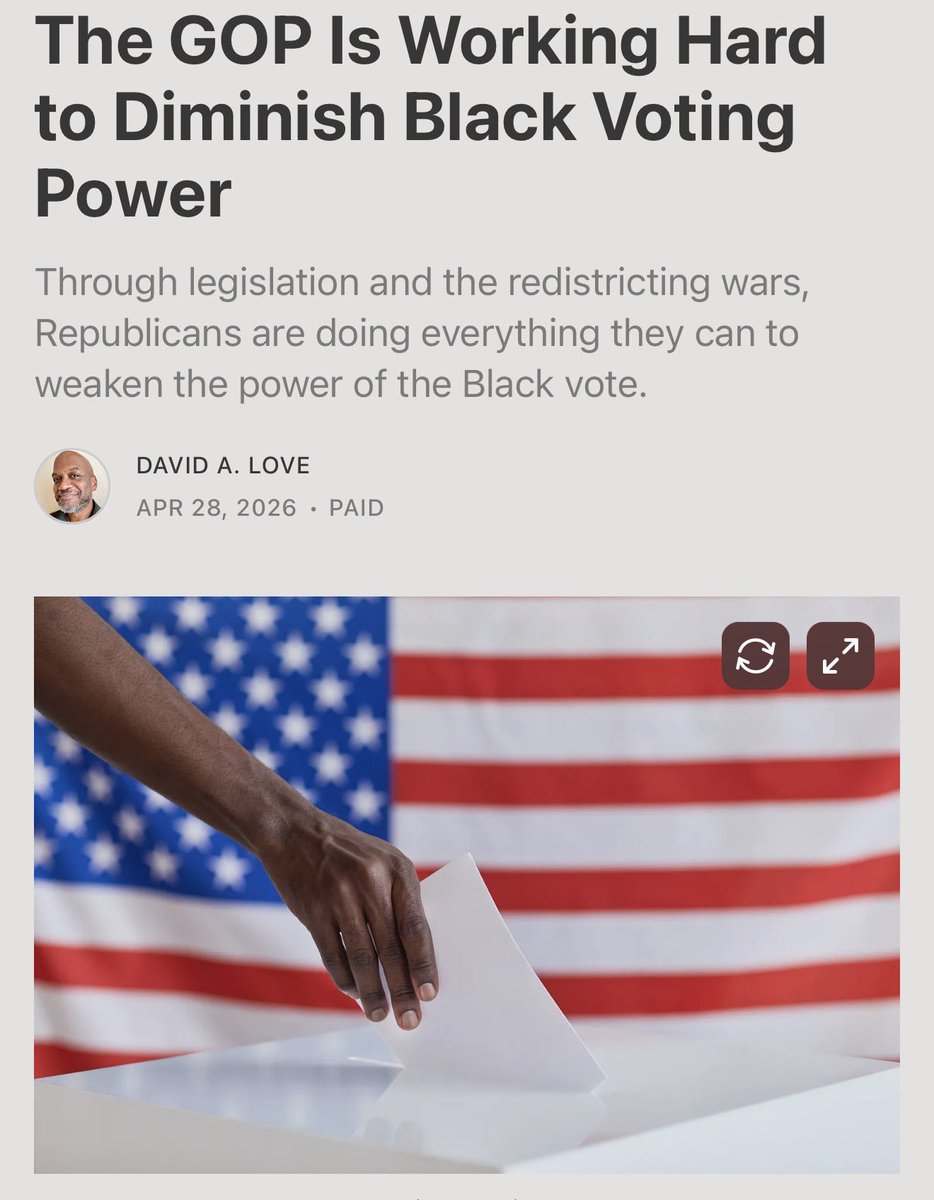 Bmbempower's tweet image. What #Republicans are doing: The #GOP Is Working Hard to Diminish Black Voting Power

Through legislation and the redistricting wars, Republicans are doing everything they can to weaken the power of the #Blackvote.

contrabandcamp.com/p/the-gop-is-w…