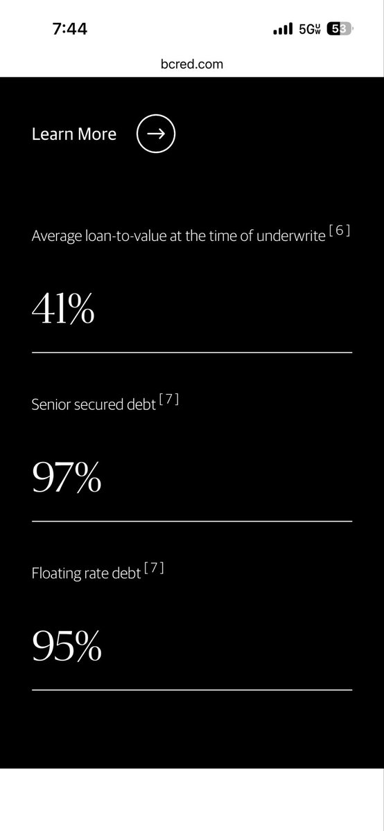 PFoSF2's tweet photo. @NickNemo17 BCRED touts a made up metric that doesn’t apply to corporate credit ‘Loan to Value’. Somebody ask Grey about actual metrics. What is debt / EBITDA? https://t.co/MwKoEhfaVg