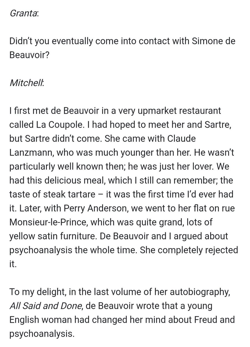 Juliet Mitchell on meeting Simone de Beauvoir