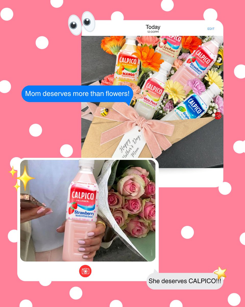 CalpicoUsa's tweet photo. pov: you and your sibling both know flowers alone won’t cut it this year 😉
happy mother’s day to all the incredible women who nurture, lead, and love. whether you’re a mom, a grandma, a mother figure, or a mentor, you’re all incredible 💐💞 #calpico #mothersday #drinks https://t.co/DThnUe0gZb